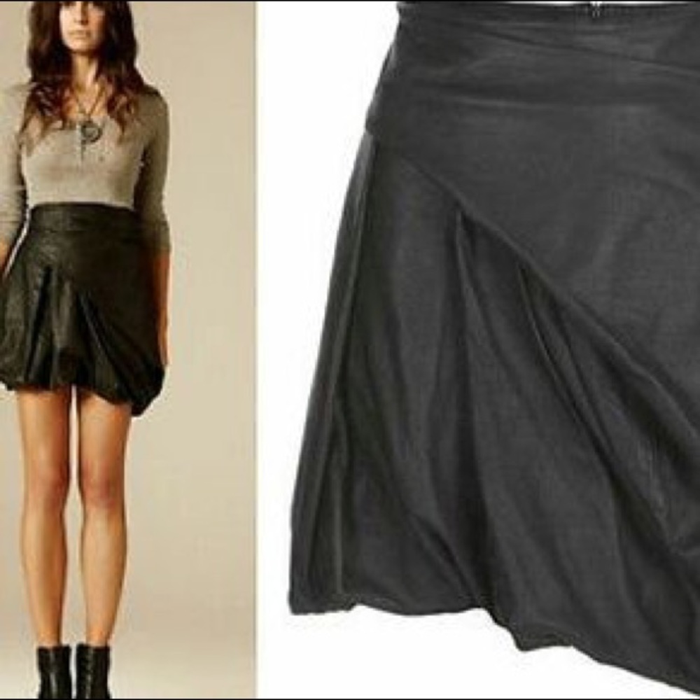 AllSaints Hoxie Domore metallic leather bubble mini skirt